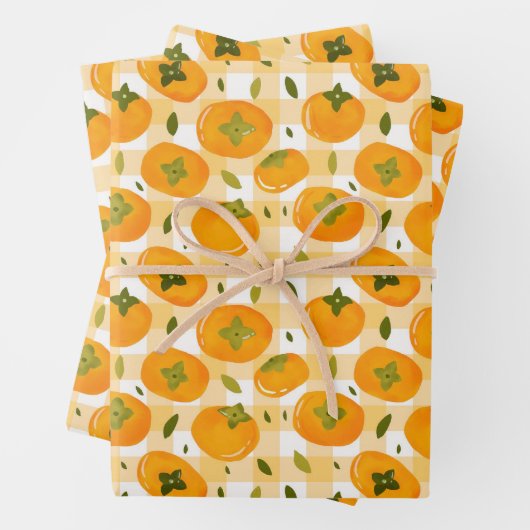 Cute Hand-Drawn Persimmons Seamless Pattern Geschenkpapier Set (Beispiel)