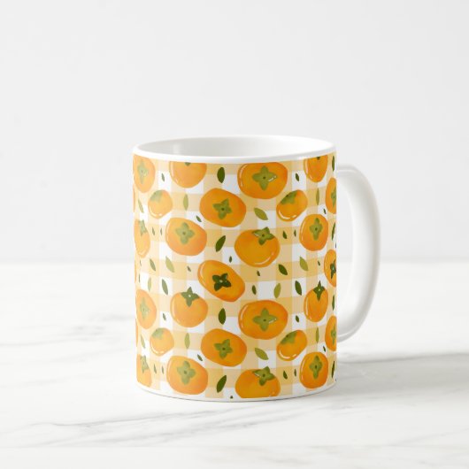 Cute Hand-Drawn Persimmons Seamless Pattern Kaffeetasse (VorderseiteRechts)