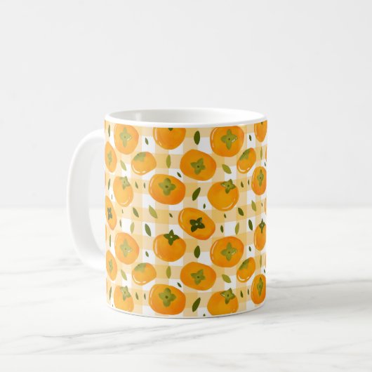 Cute Hand-Drawn Persimmons Seamless Pattern Kaffeetasse (Vorderseite Links)