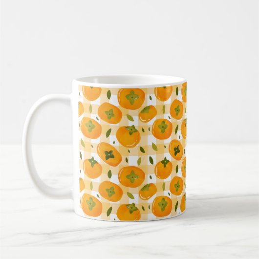 Cute Hand-Drawn Persimmons Seamless Pattern Kaffeetasse (Links)