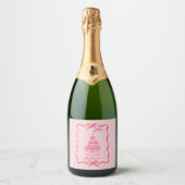 Cute Hand Drawn Pink Champagne Tower Birthday Schaumweinetikett (Vorderseite)
