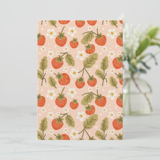 Cute Hand-drawn Red Strawberry Seamless Pattern Einladung (Stehend Vorderseite)