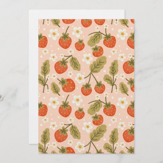 Cute Hand-drawn Red Strawberry Seamless Pattern Einladung (Vorne/Hinten)