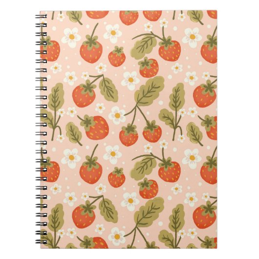 Cute Hand-drawn Red Strawberry Seamless Pattern Notizblock (Vorderseite)