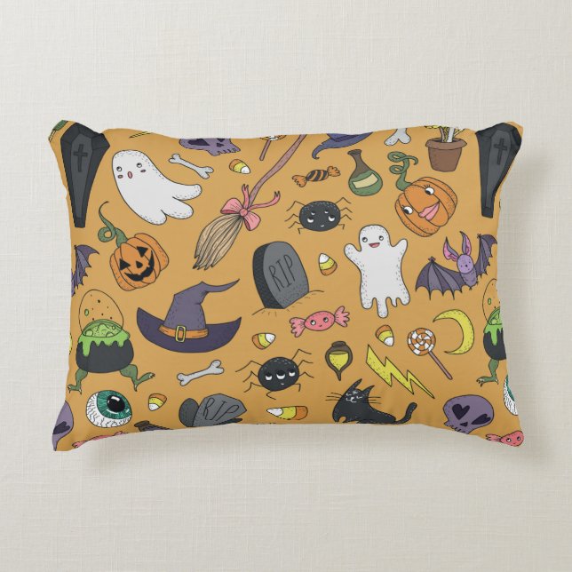 Cute hand drawn seamless patterns with cute hand d dekokissen (Vorderseite)