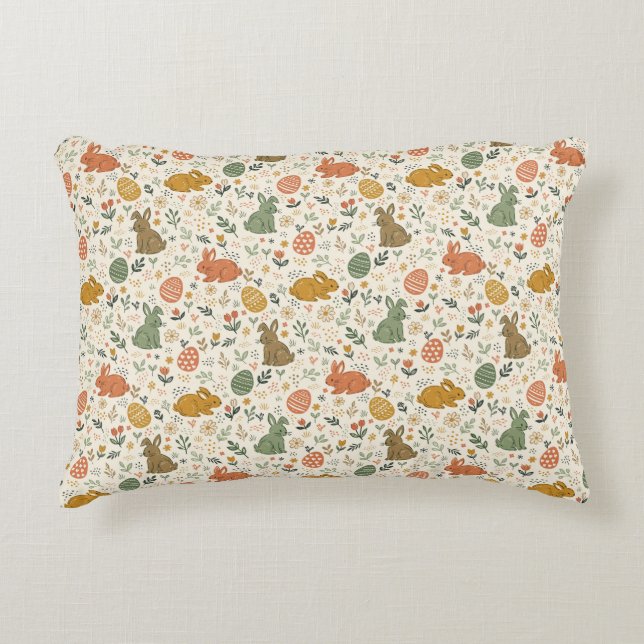 Cute Hand Drawn Spring Bunnies Accent Pillow Dekokissen (Vorderseite)