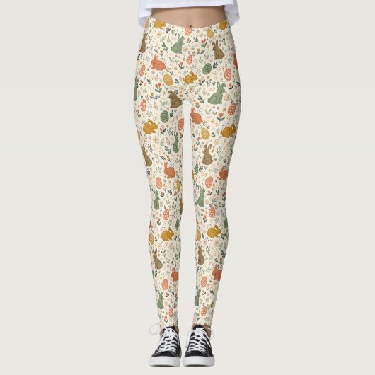 Cute Hand Drawn Spring Bunnies Leggings (Vorderseite)