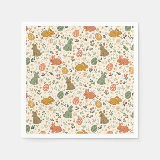 Cute Hand Drawn Spring Bunnies Napkins Serviette (Vorderseite)