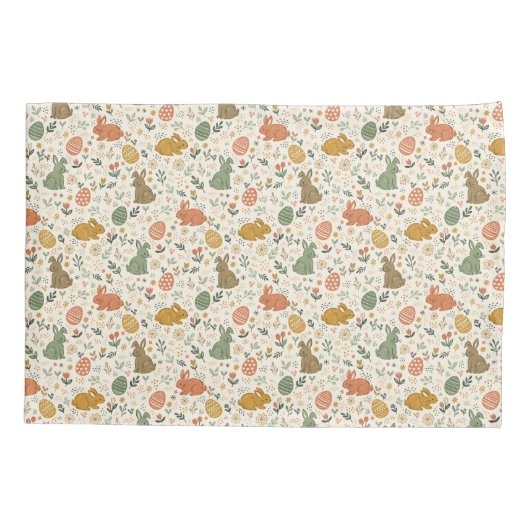 Cute Hand Drawn Spring Bunnies Pillowcase Kissenbezug (Rückseite)