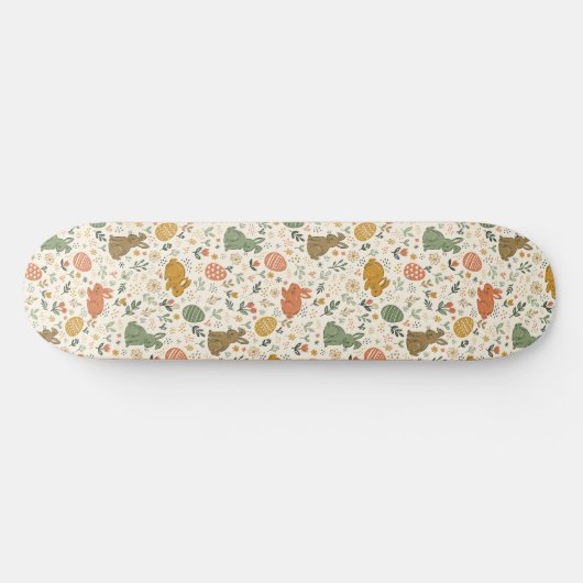 Cute Hand Drawn Spring Bunnies Skateboard (Horizontal)
