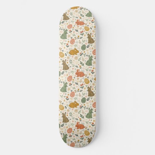 Cute Hand Drawn Spring Bunnies Skateboard (Vorderseite)