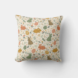 Cute Hand Drawn Spring Bunnies Throw Pillow Kissen