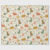 Cute Hand Drawn Spring Bunnies Wrapping Paper Roll Geschenkpapier (Flach)