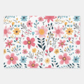 Cute Hand Drawn Spring Florals Geschenkpapier Set (Vorderseite)