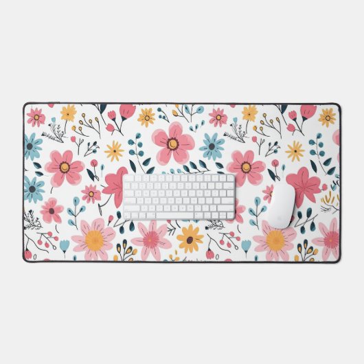Cute Hand Drawn Spring Florals Schreibtischunterlage (Tastatur & Maus)