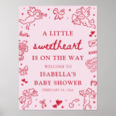 Cute Hand Drawn Valentine Baby Shower Welcome Sign Poster (Vorne)