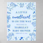 Cute Hand Drawn Valentine Baby Shower Welcome Sign Poster (Vorne)