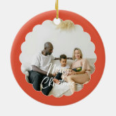 Cute Handwritten Script Merry Christmas Photo Keramik Ornament (Hinten)