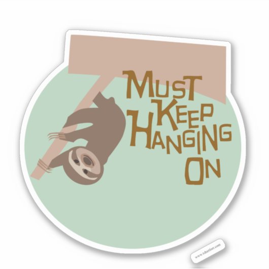 Cute Hang auf Cartoon Sloth Design Aufkleber (Vorderseite)