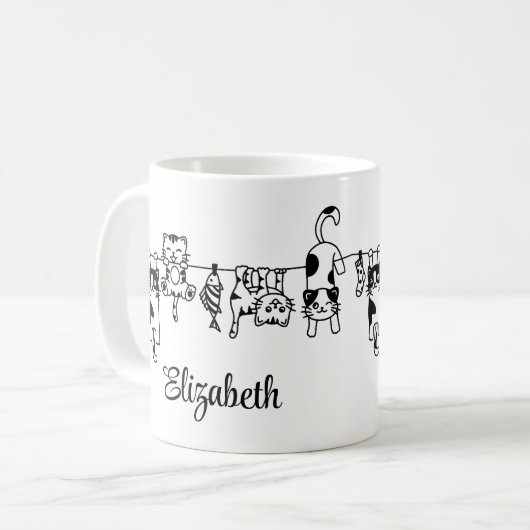 Cute Hanging Kittens Custom Name Kaffeetasse (Vorderseite Links)