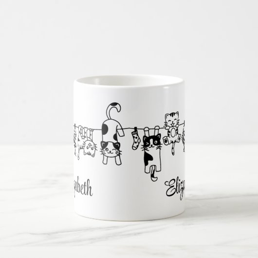 Cute Hanging Kittens Custom Name Kaffeetasse (Mittel)