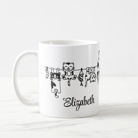 Cute Hanging Kittens Custom Name Kaffeetasse (Links)