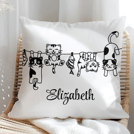 Cute Hanging Kittens Custom Name Kissen