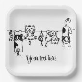 Cute Hanging Kittens Custom Text/Name Pappteller (Vorderseite)