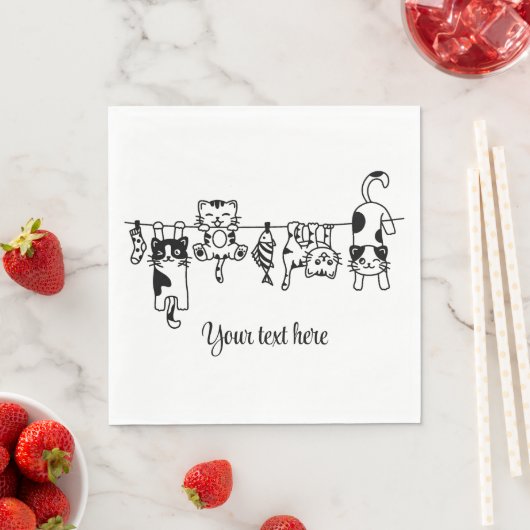 Cute Hanging Kittens Custom Text/Name Serviette (Beispiel)