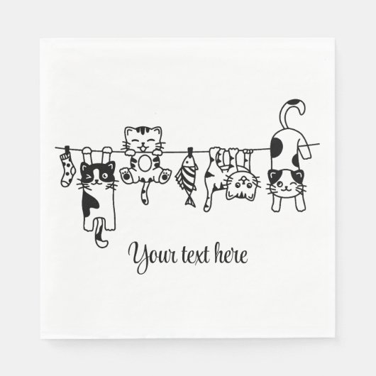 Cute Hanging Kittens Custom Text/Name Serviette (Vorderseite)