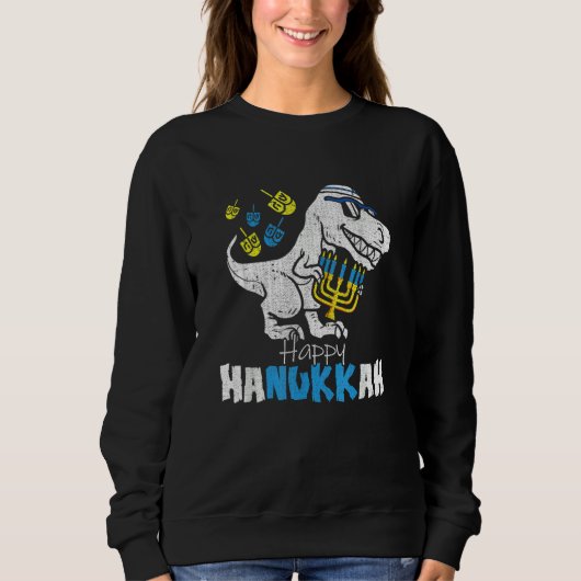 Cute Hanukkah Rex Dinosaur Menorasaurus Chanukah B Sweatshirt (Vorderseite)