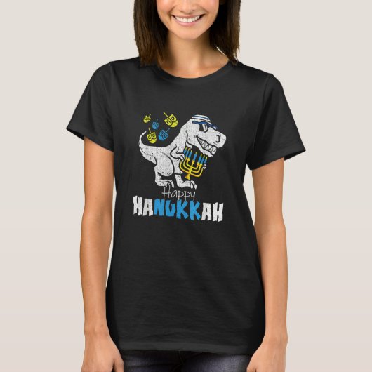 Cute Hanukkah Rex Dinosaur Menorasaurus Chanukah B T-Shirt (Vorderseite)