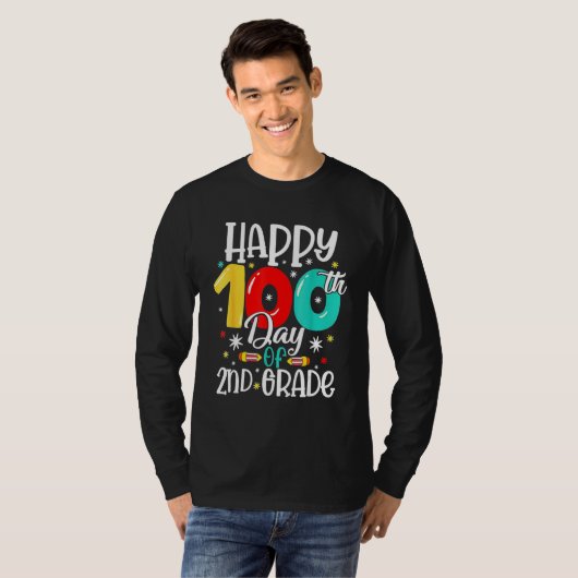 Cute Happy 100th Day Of School Second 2nd Grade Bo T-Shirt (Vorne ganz)
