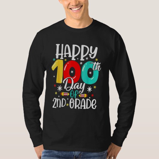 Cute Happy 100th Day Of School Second 2nd Grade Bo T-Shirt (Vorderseite)