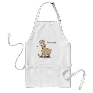 Cute happy alpaca with butterfly cartoon schürze