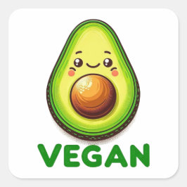 Cute Happy Avocado Vegan Lifestyle Quadratischer Aufkleber