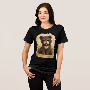 Cute Happy Baby Bear Cub Forest Kids T-Shirt Tri-Blend Shirt