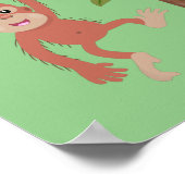 Cute happy baby orangutan cartoon illustration poster (Ecke)