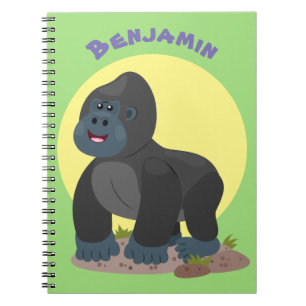 Cute happy big gorilla cartoon illustration notizblock