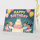 Cute Happy Birthday ballerina theme Karte (Gelbe Blume)
