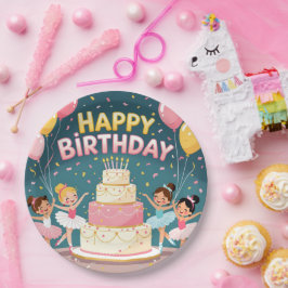 Cute Happy Birthday ballerina theme Pappteller