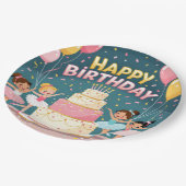 Cute Happy Birthday ballerina theme Pappteller (Schrägansicht)