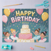 Cute Happy Birthday ballerina theme Seidenpapier (Basteln)
