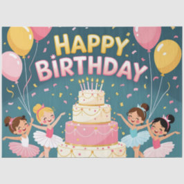 Cute Happy Birthday ballerina theme Seidenpapier