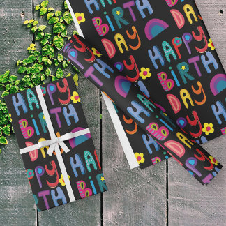 Cute Happy Birthday Colorful Pattern Geschenkpapier