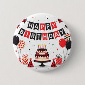 Cute Happy Birthday ladybug theme Button (Vorderseite)