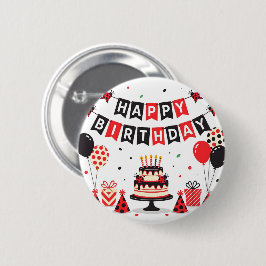 Cute Happy Birthday ladybug theme Button