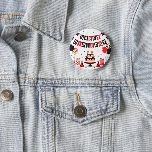 Cute Happy Birthday ladybug theme Button (Beispiel)