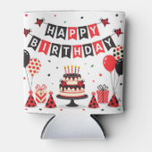 Cute Happy Birthday ladybug theme Dosenkühler (Vorderseite)