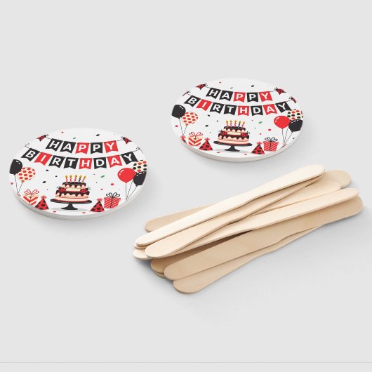 Cute Happy Birthday ladybug theme Fächer (Non-assembled)